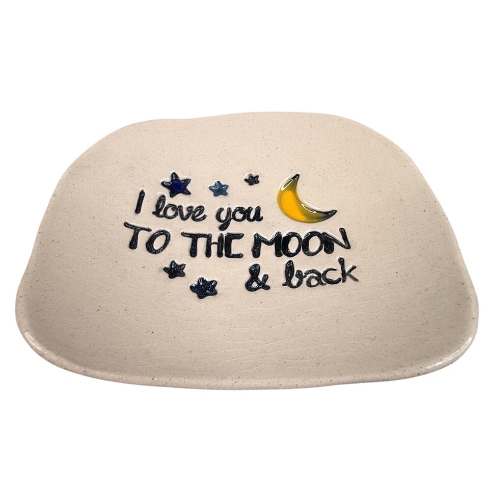 Cheryl Stevens Studio Pottery Trinket Dish Moon Stars I Love You Handmade Boho